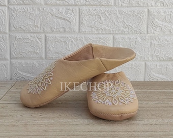 Womens Moroccan Leather Babouche Slippers,Traditional Moroccan Basic Babouche,Sheepskin Slippers,Babouche
