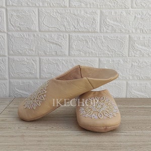 Womens Moroccan Leather Babouche Slippers,Traditional Moroccan Basic Babouche,Sheepskin Slippers,Babouche