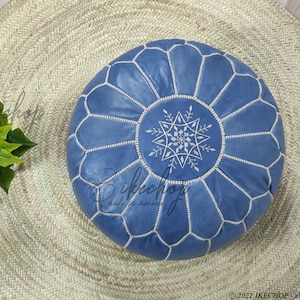 Unique Home Gift: 40% off Moroccan Leather Pouf - Enhance your Decor with Bohemian Style
