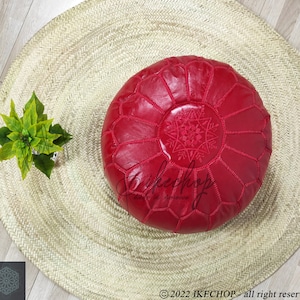 Unique Home Gift: 40% off Moroccan Leather Pouf - Enhance your Decor with Bohemian Style