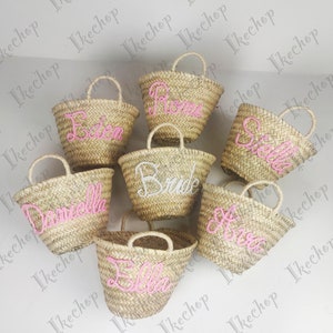 Flower Girl Basket, Personalized Straw Bag, Customized Basket, Guest Favor Basket, Bachelorette Party Favor, Wedding Guest Gift Bag
