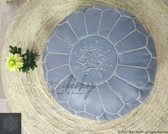 40% OFF Moroccan Leather Pouf - Handcrafted Berber Ottoman Pouf