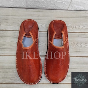 Handmade Leather Moroccan Babouche Shoes, Unisex Adult Slippers, Slip On Mules