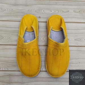Handmade Leather Moroccan Babouche Shoes, Unisex Adult Slippers, Slip On Mules