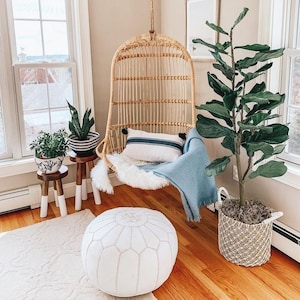 Unique Home Gift: 40% off Moroccan Leather Pouf - Enhance your Decor with Bohemian Style