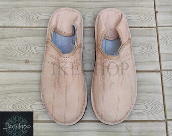 Handmade Leather Moroccan Babouche Shoes, Unisex Adult Slippers, Slip On Mules