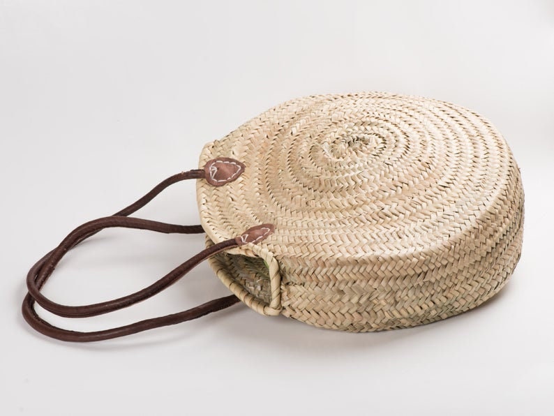 50% off STRAW BAG Handmade With Leather French Market Basket - Etsy