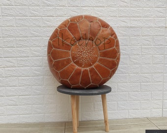 Einzigartiges Geschenk für Zuhause: 40% Rabatt auf Marokkanischer Leder-Pouf - Verschönern Sie Ihr Dekor mit Boho-Stil