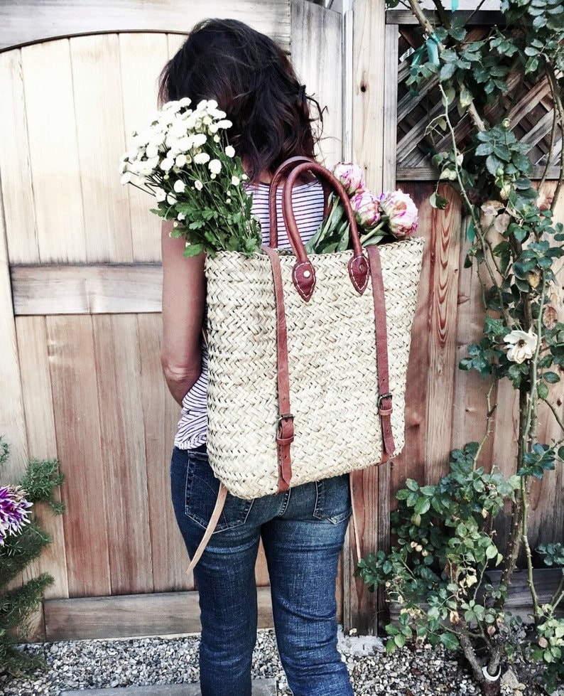 50 OFF Straw Beach Bag With Leather Strap Straw Backpack Etsy