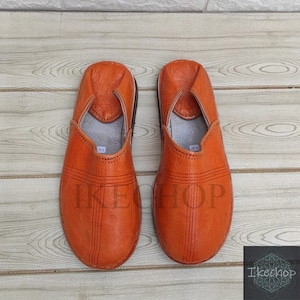 Handmade Leather Moroccan Babouche Shoes, Unisex Adult Slippers, Slip On Mules