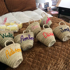 50% Off PERSONALIZED BASKET,bridal shower bags,customized straw bags,custom beach bag,straw tote,embroidered bags image 10