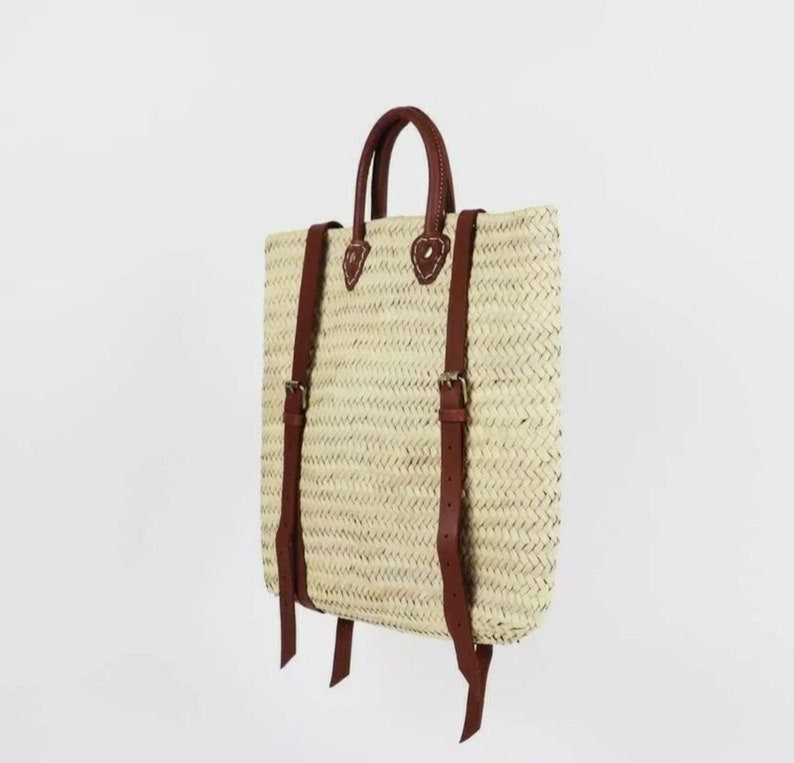 50 OFF Straw Beach Bag With Leather Strap Straw Backpack Etsy
