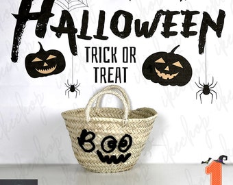 Halloween Kostüm Stroh Tasche, Kürbis Tasche, Halloween Eimer, Candy Tote, Monogramm Korb, Halloween Geschenke für Kinder
