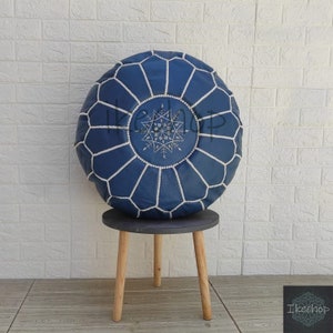 Unique Home Gift: 40% off Moroccan Leather Pouf - Enhance your Decor with Bohemian Style