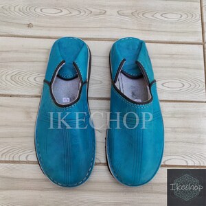 Handmade Leather Moroccan Babouche Shoes, Unisex Adult Slippers, Slip On Mules