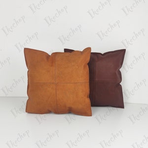 50% OFF Lambskin leather PILLOW cover, Plain Square Soft antique brown Leather Pillow Cover,Living Decor,Home Decor,Housewarming,Throw Cover