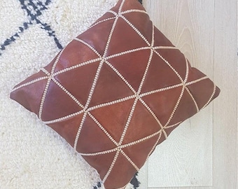 50% de descuento en funda de almohada de cuero con bordado / cojín de cuero / sofá de almohada de acento