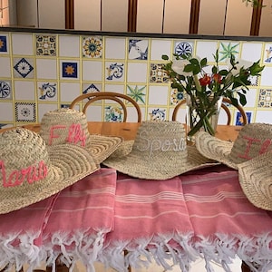 50% OFF Moroccan bachelorette hat, personalized straw hats for women, personalized straw moroccan
