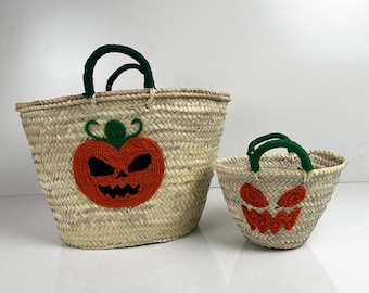 Personalisierte Halloween Strohtasche, benutzerdefinierte Name Tote, Süßes oder Saures Tasche, Halloween Geschenk, Witchy Accessoire