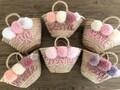 50% Off PERSONALIZED BASKET,bridal shower bags,customized straw bags,custom beach bag,straw tote,embroidered bags