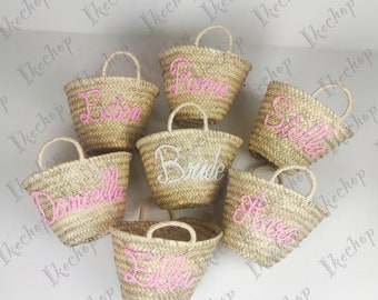 50% Off PERSONALIZED BASKET,bridal shower bags,customized straw bags,custom beach bag,straw tote,embroidered bags