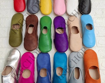 Pantoufles marocaines faites à la main || Babouches unisexes en cuir, chaussures Babouche, Babouche marocaine teintes de couleur naturelle