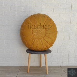 Unique Home Gift: 40% off Moroccan Leather Pouf - Enhance your Decor with Bohemian Style