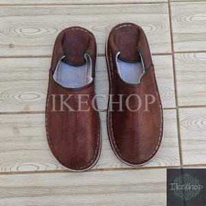 Handmade Leather Moroccan Babouche Shoes, Unisex Adult Slippers, Slip On Mules