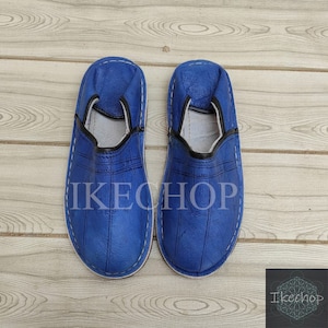 Handmade Leather Moroccan Babouche Shoes, Unisex Adult Slippers, Slip On Mules