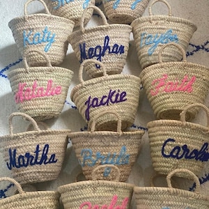 50% Off PERSONALIZED BASKET,bridal shower bags,customized straw bags,custom beach bag,straw tote,embroidered bags image 6