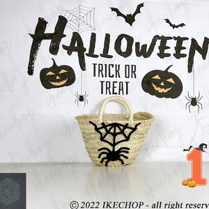 Torba ze słomy na kostium na Halloween, Torba na dynię, Wiadro na Halloween, Torba na cukierki, Kosz z monogramem, Prezenty na Halloween dla dzieci