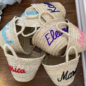 50% Off PERSONALIZED BASKET,bridal shower bags,customized straw bags,custom beach bag,straw tote,embroidered bags image 7