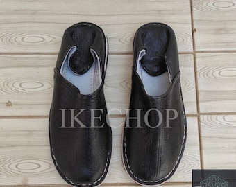 Handmade Leather Moroccan Babouche Shoes, Unisex Adult Slippers, Slip On Mules