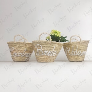 50% Off Custom Personalized Straw Tote Bag, Gift for Her, Flower Girl Basket, Monogrammed, Customized Gift Bag