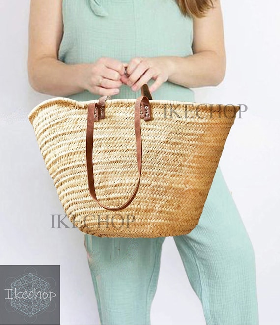 Straw Bag French Basket French Market Basket Beach Bag 