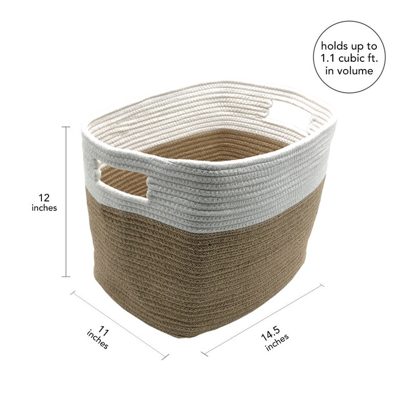 Cubby Storage Baskets Jute White Set of 2 Cotton Rope Etsy