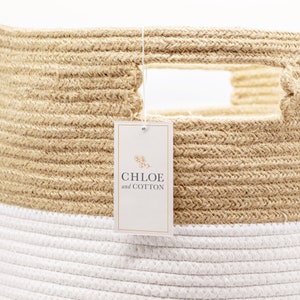 Cotton Rope Storage Baskets Laundry Hamper Chloe and Cotton Extra Large XL 19 x 16 Decorative Handles Toy Towel Baby Jute White Sale image 5