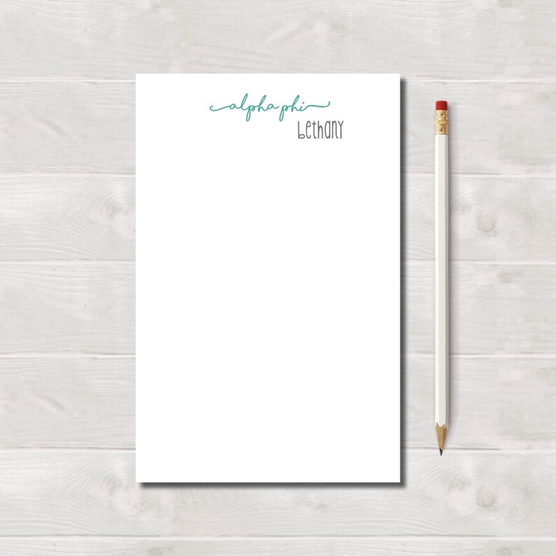 Sorority Notepad Alpha Pi Notepad Personalized Sorority Notepad Name Sorority Notepad Alpha Pi Stationery