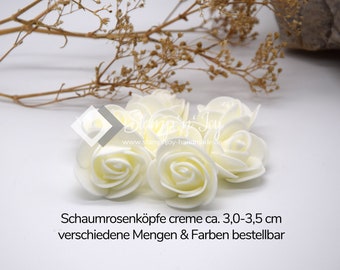 Schaumrosen | Foamrosen | Rosenköpfe | Moosgummi | Motiv: Rosen | creme | Art. Nr. 90900001 20 30 60 70 50