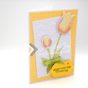 Karte Muttertag | Motiv: gelb rote Tulpen floral | gelb | Art. Nr. 06000001