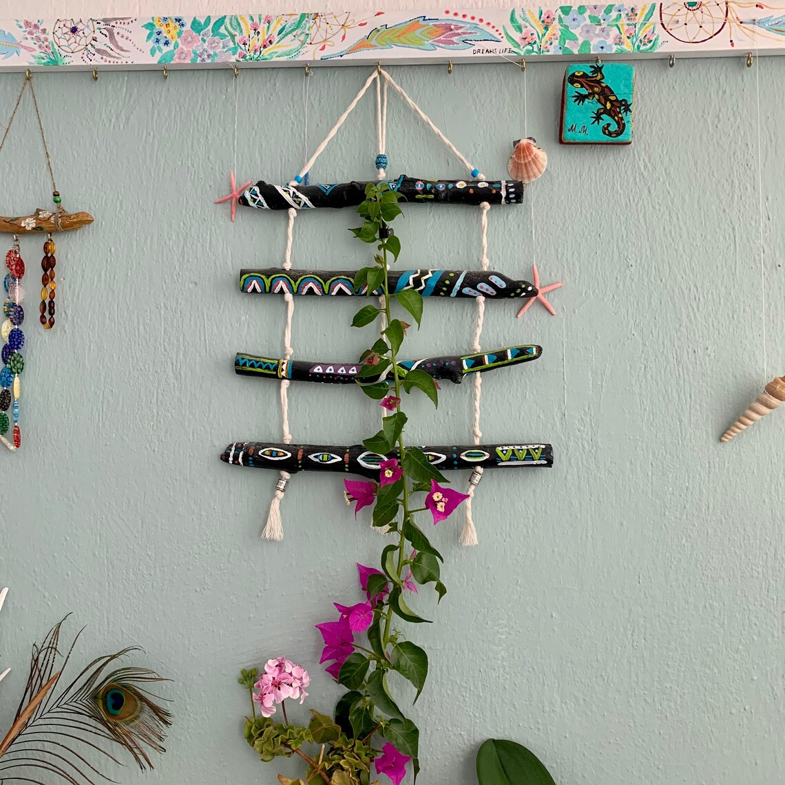 Holz-Spalier für Blumen bunte Treppe zur Wand Meer | Etsy