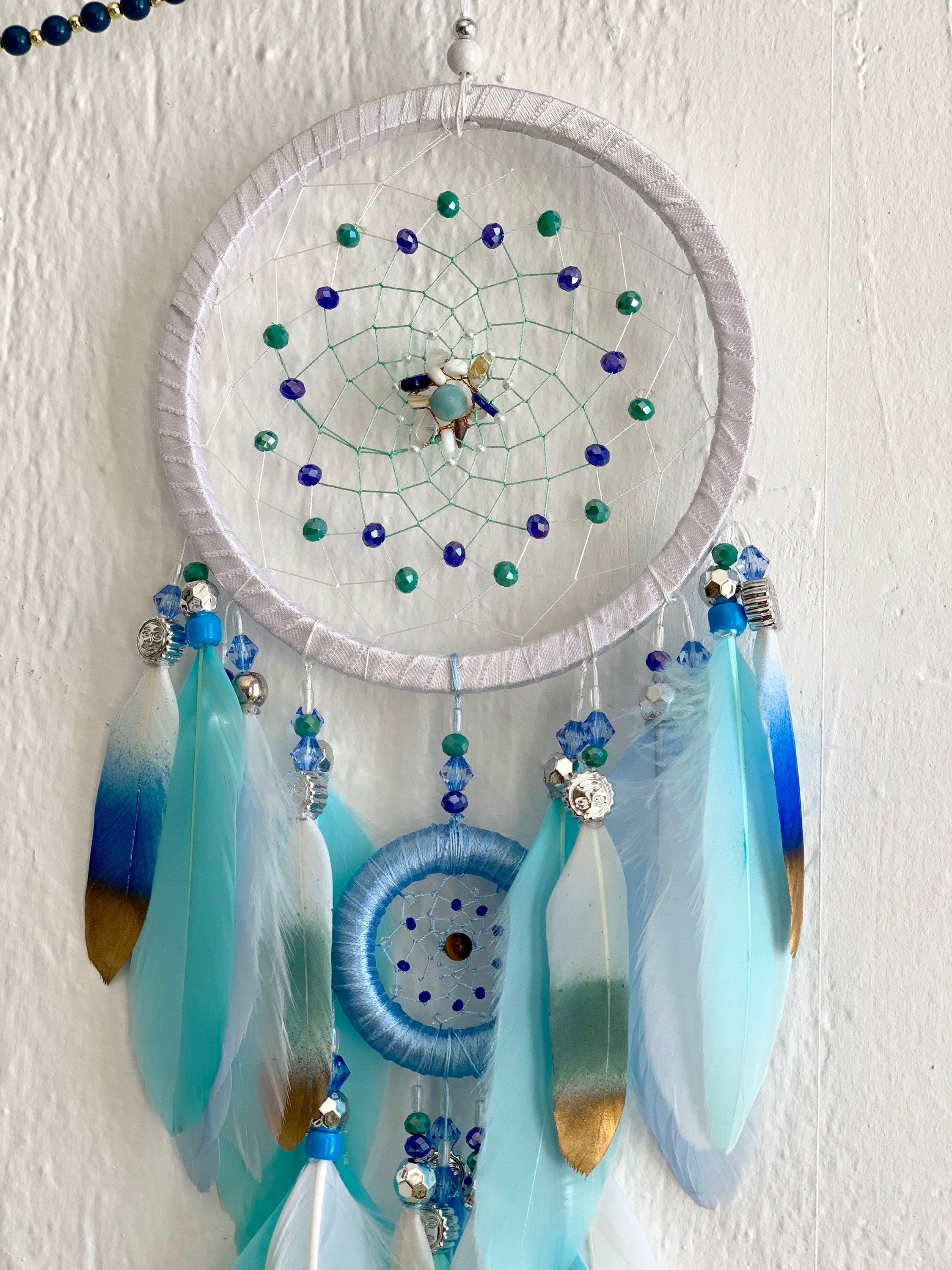 Wedding dreamcatcher Blue dream catcher bedroom wall decor Etsy