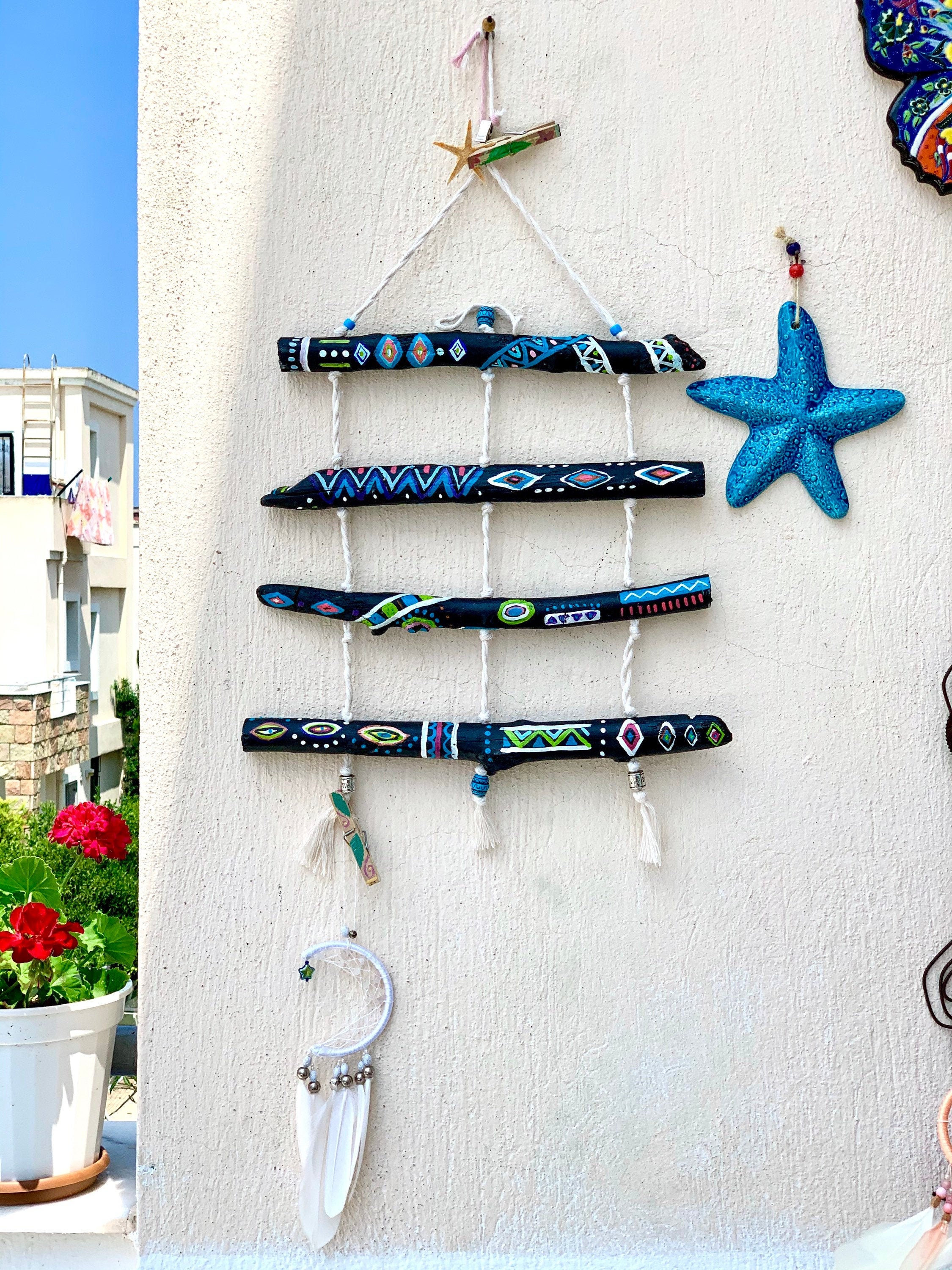 Holz-Spalier für Blumen bunte Treppe zur Wand Meer | Etsy