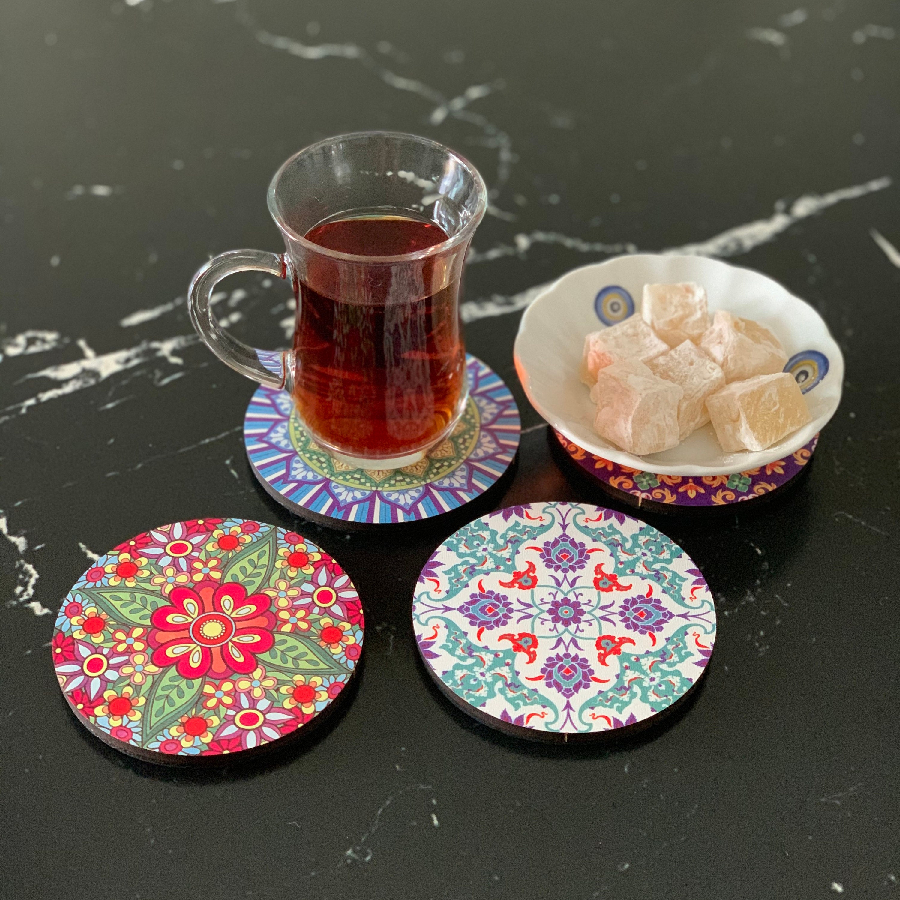 Coasters gift Set Set of 4 decorative coasters with nonslip Etsy