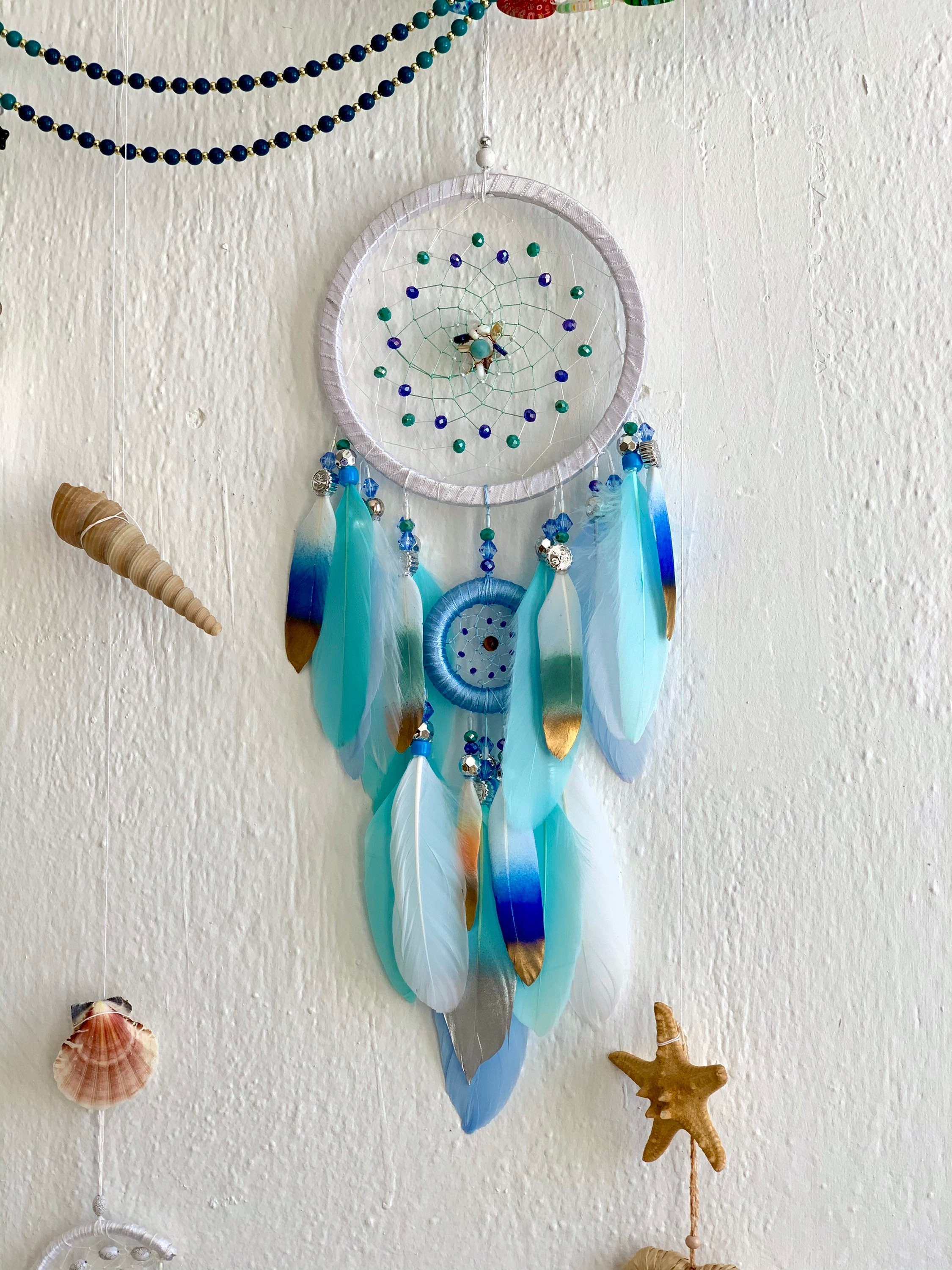 Wedding dreamcatcher Blue dream catcher bedroom wall decor Etsy
