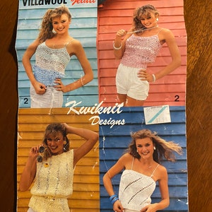 Villawool Gelati Kwiknit Designs 968 Singlet and Top measurements