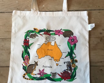 Cotton tote bag with Australian theme