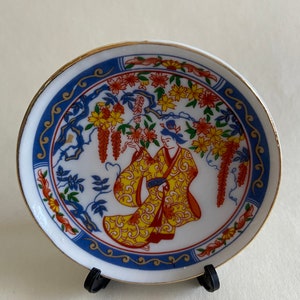 Miniature Japanese inspired plate with plastic display stand