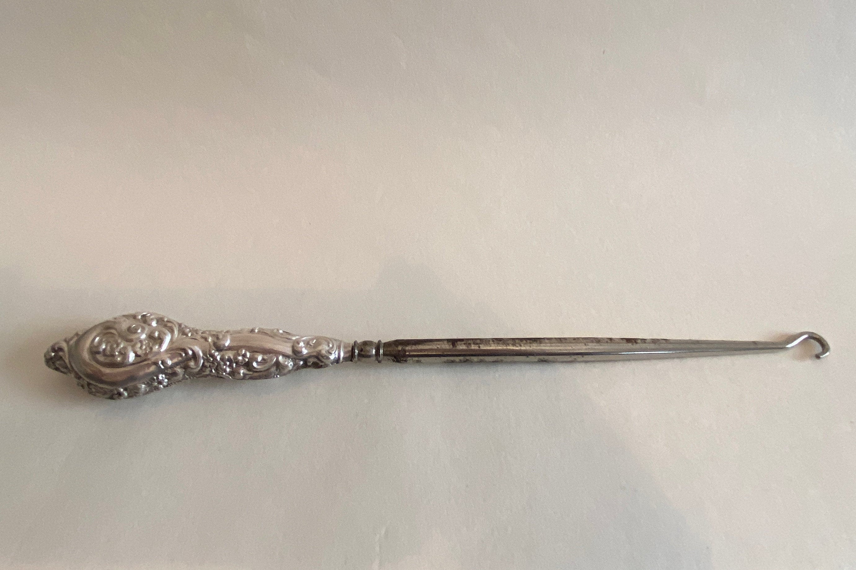 Antique Sterling Silver Handle Button Hook for Boots 