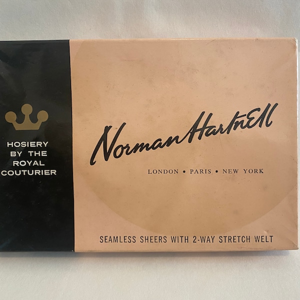 Retro Vintage Norman Hartnell Hosiery Seamless Nylons Stockings in Original Box